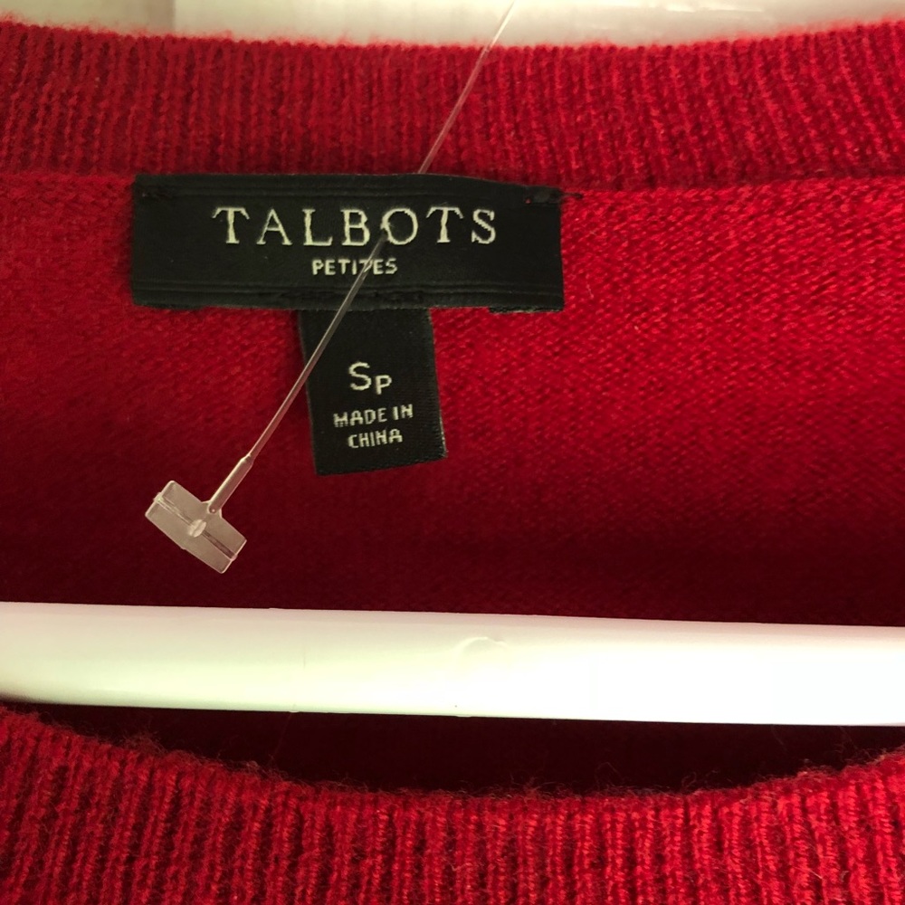 Talbots Red Sparkly Snowflake Sweater - image 5